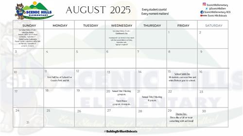 August 2025 School Calendar